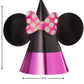 Minnie Mouse Forever Pink & Black Cone Hats - 7.25" x 6.5" (8 Pcs) - Vibrant Foil & Paper Party Accessories for Kids Themed-Parties & Events