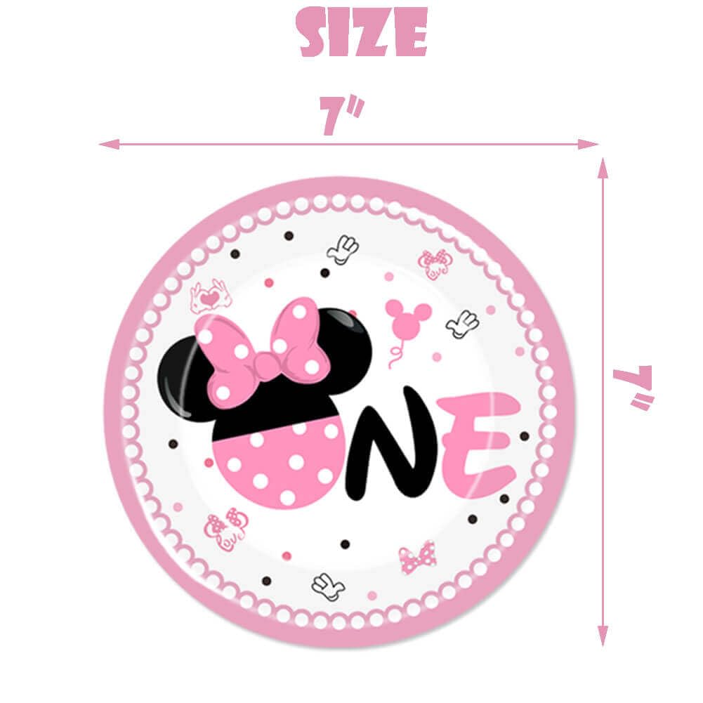 50 Pcs Pink 1st Birthday Party Dinnerware Girls One Tableware Set Girls One Paper Plates Napkins Forks for Girl's 1st Birthday Baby Shower Party
