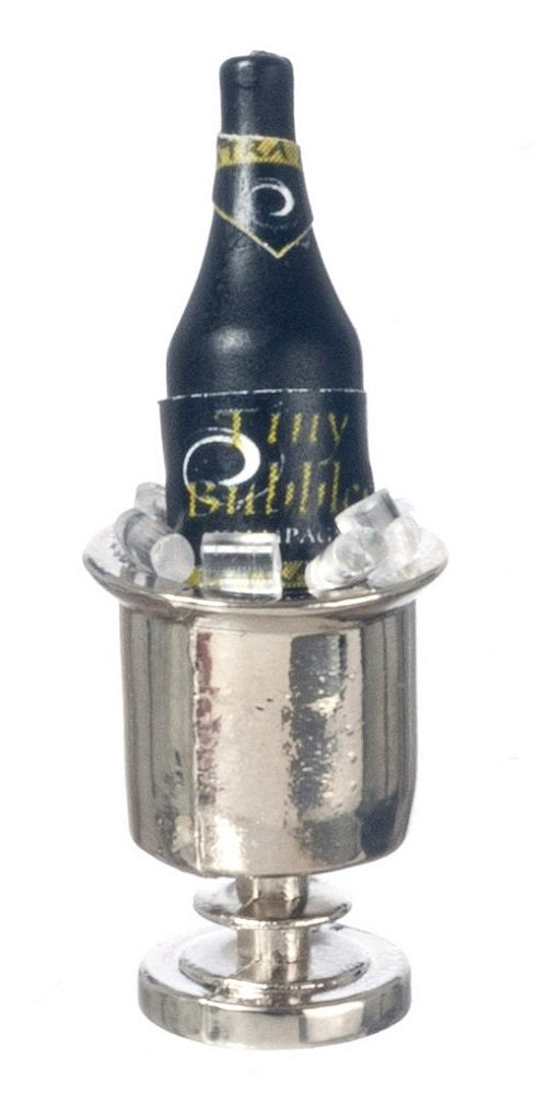 Melody Jane Dolls Houses 1:12 Scale Champagne in Silver ICE Bucket #Fa11138