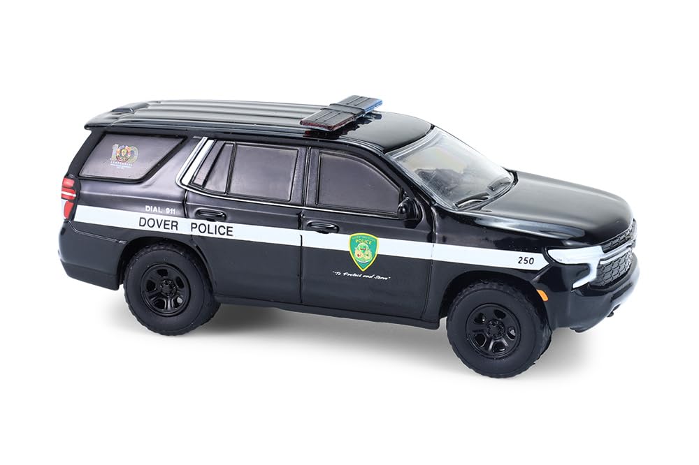 Greenlight 2024 Police Pursuit Vehicle Dover Police - 100th Anniversary Edition Black with White Stripes Hobby Series 1/64 Diecast Model Car GL30549