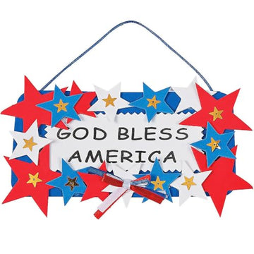 Fun Express God Bless America Sign Craft Kit, Makes 12 Foam Signs - 4th of July Crafts for Kids