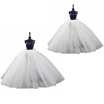 2pcs/lot Fashion Petticoat for 11.5" 1/6 Doll Slip Wedding Dress Underskirt Clothes Outfits 1/6 BJD Dollhouse Accessories (Long, White)
