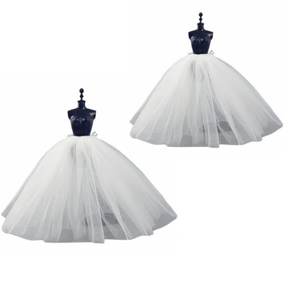 2pcs/lot Fashion Petticoat for 11.5" 1/6 Doll Slip Wedding Dress Underskirt Clothes Outfits 1/6 BJD Dollhouse Accessories (Long, White)