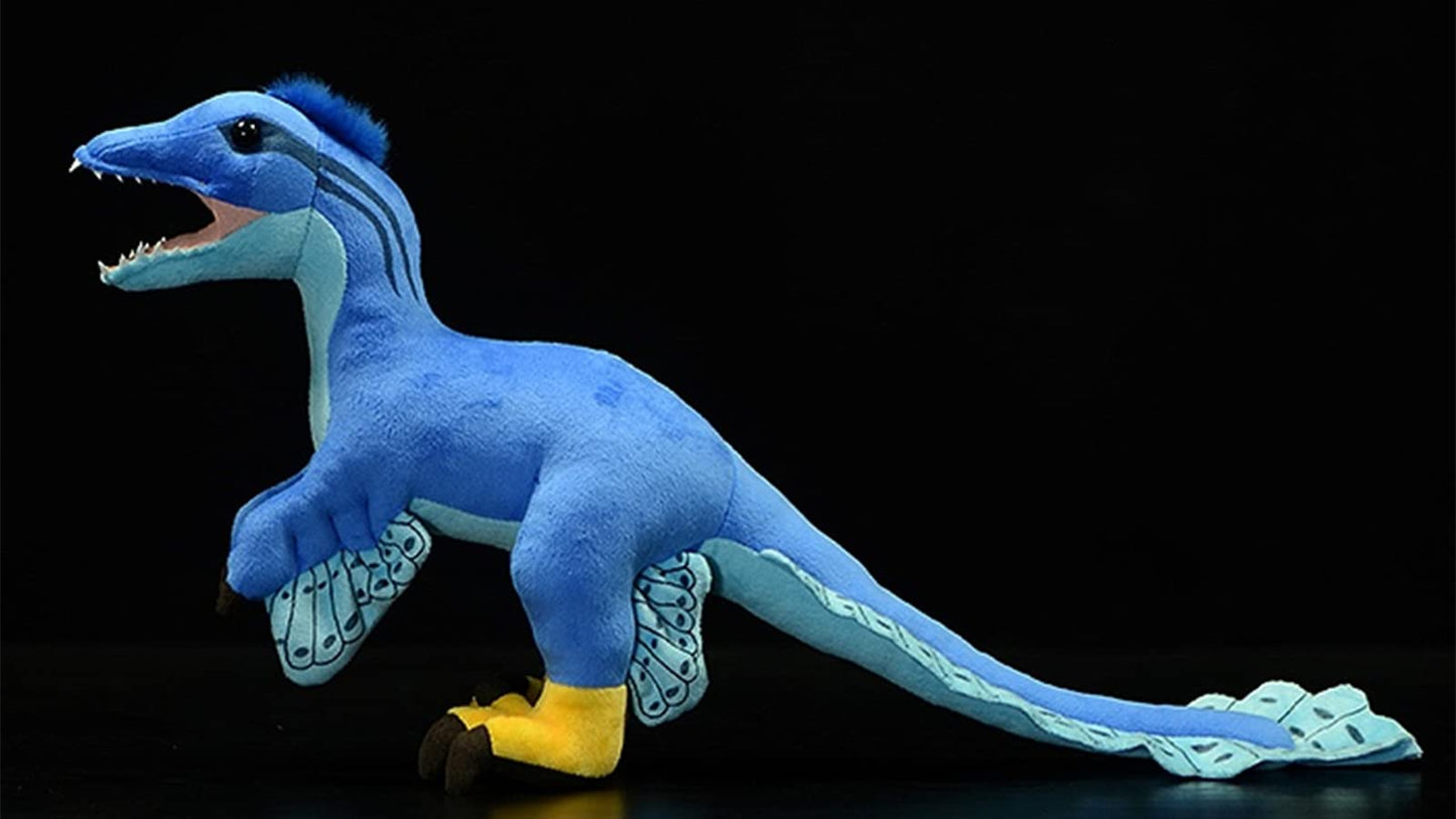 Frankiezhou Home Realistic Microraptor Dinosaur Plush Toy - Lifelike 18" Blue Dinosaur Utahraptor Tyrannosaurus Plushie, Figurines Stuffed Toys Soft