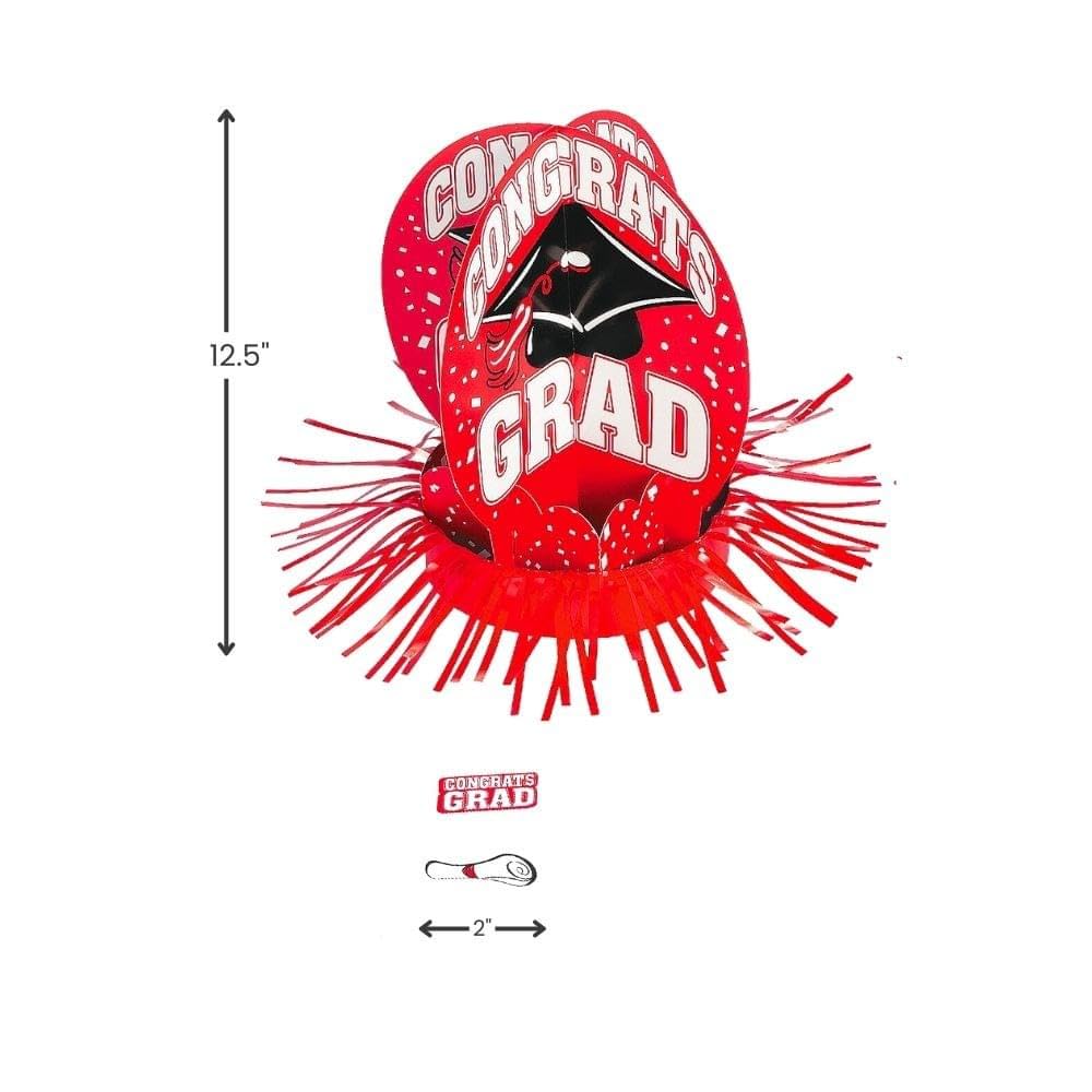 Fun Express - Red Grad Table Decor Kit (23pc) for Graduation - Party Decor - General Decor - Centerpieces - Graduation - 23 Pieces