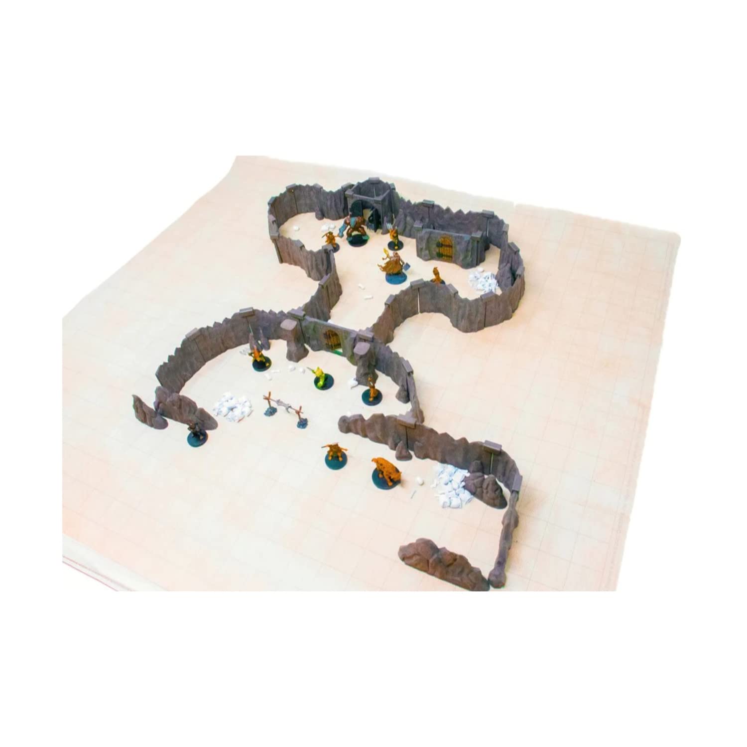 Dirt Cheap Dungeons Goblin Cavern Set - 143pc Modular Cave & Tunnel Kit - 5.5ft of Linear Walls for 1" Grid TTRPG - D&D, Pathfinder, Daggerheart