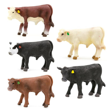 Little Buster Toys Calves Set - 5 Pack; Black Angus, Hereford, Red Angus, Black Baldy, and Charolais; Get All Your Calves in one Deal!