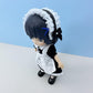 niannyyhouse 1/12 BJD Doll Clothes Headwear Dress Apron Shoes Socks Maid Outfit OB11 4.3in Action Figures Doll Dressup (Black)