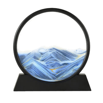 3D Moving Sand Art Picture, 7 Inch Round Glass, Blue