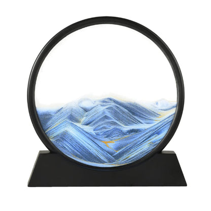 3D Moving Sand Art Picture, 7 Inch Round Glass, Blue