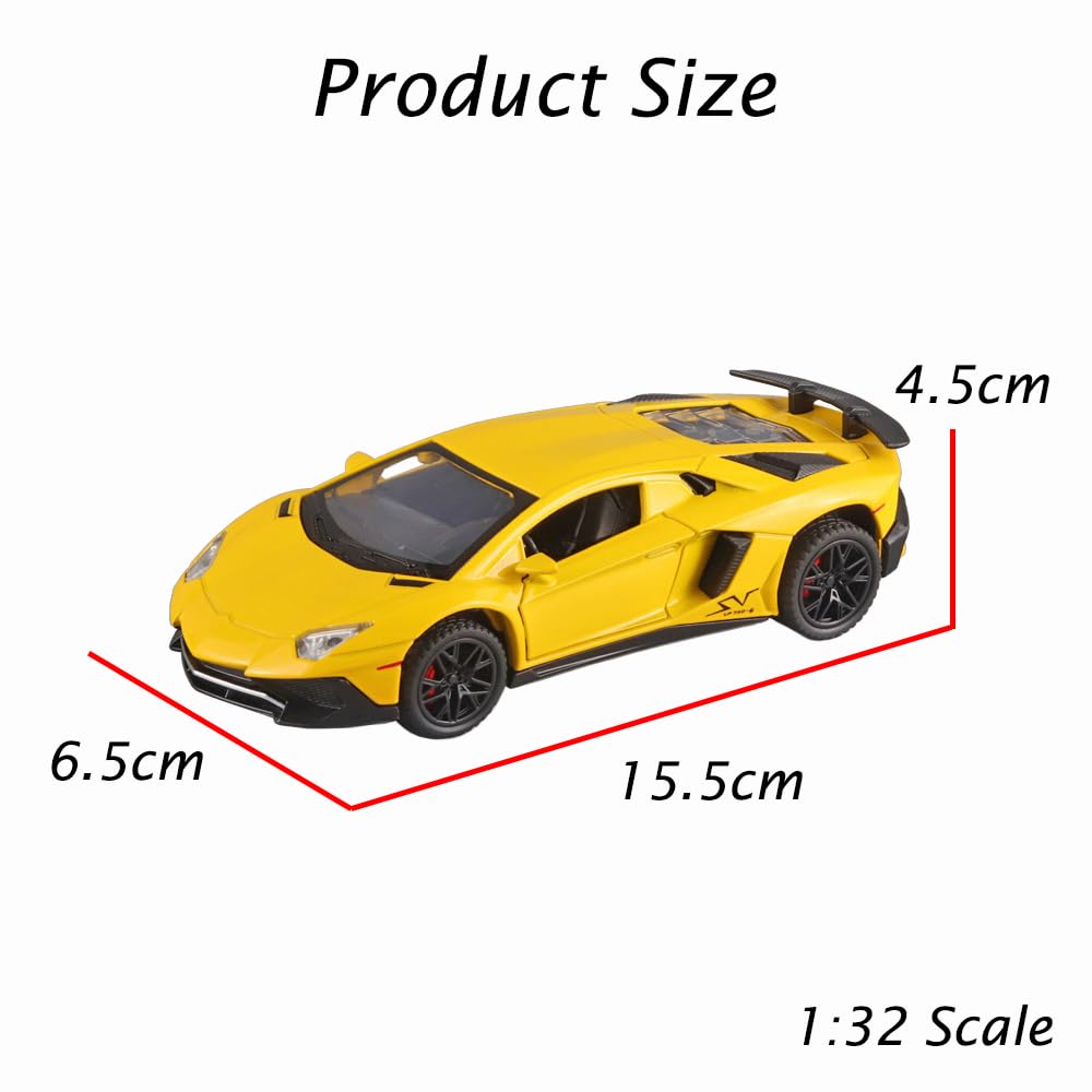 iLooboo Alloy Collectible Lambo Aventador Toy Vehicle Pull Back Die-Cast Car Model with Lights and Sound