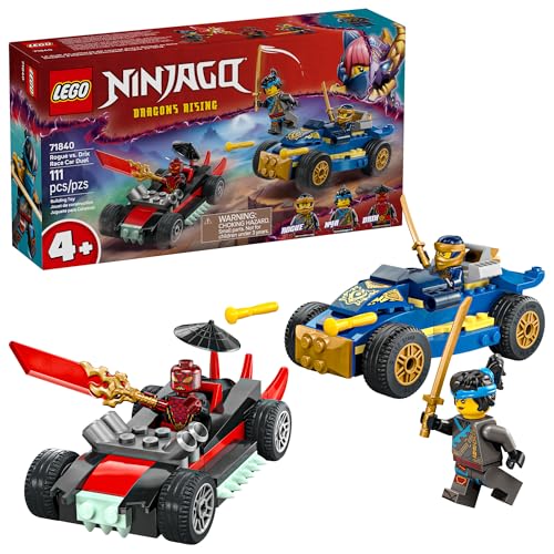 LEGO NINJAGO Rogue vs. Drix Race Car Duel Building Toy for Preschool Kids - Ninja Toy with Starter Brick for Boys & Girls, 4+ - Gift Idea for
