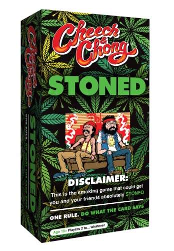 Cheech & Chong Stoned Card Game, Play with Stoner Mates, 1 Rule Only - Do What The Card Says, Get Sky High, Grass, Munchies, & Good Music Encouraged