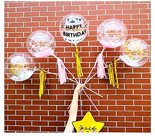 Happy Birthday Party Stickers, 6 Pcs Birthday Paster for Big Clear Transparent Balloon, Party Decor Balloon Decals Paster for Bobo Balloons EFAY