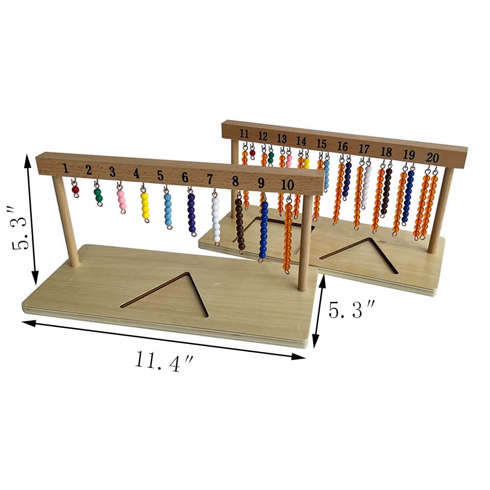 Kghios Montessori Math Toys Materials for Toddlers 1-20 Beaded Hanger Color Bead Stairs with Beads Montessori Mathematics Eductional Materials