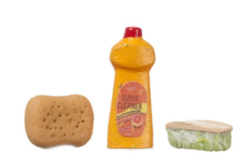 Dollhouse Miniature Set of 3 Cleaning Supplies