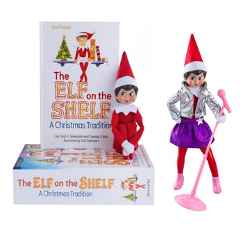 The Elf on the Shelf Blue Eyed Girl Scout Elf with MagiFreez Pop Star with Glam Jacket, Skater Skirt and Accessories