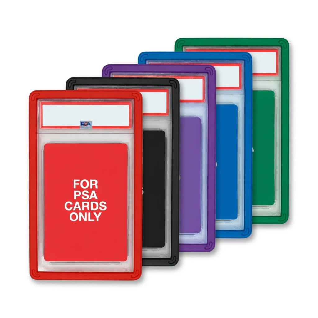 GemLock 5-Pack PSA Slab Bumpers - Hard TPU Stackable Colored Guards with Precision Fit for Graded Cards (Red, Black, Purple, Blue, Green)