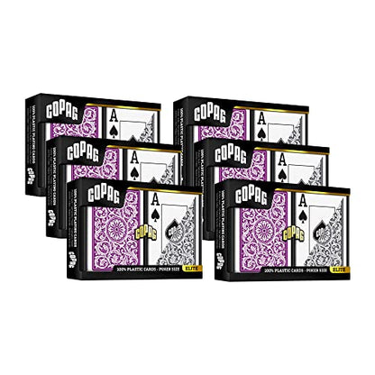 Copag 1546 Design 100% Plastic Playing Cards, Poker Size (Standard) Purple/Grey Jumbo Index (6 Sets)