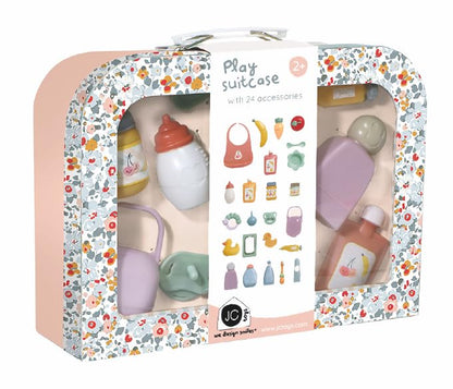 JC Toys Baby Doll Travel Case with 24 Accessories - Feeding, Bath & Care Essentials for Imaginative Play- Fits All Doll Sizes