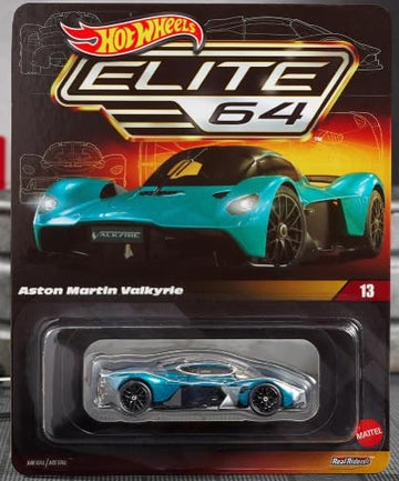 Hot Wheels Elite 64 Aston Martin Valkyrie - Premium Die-Cast Car with Opening Gull-Wing Doors, Real Riders Rubber Tires, Metal Body & Chassis