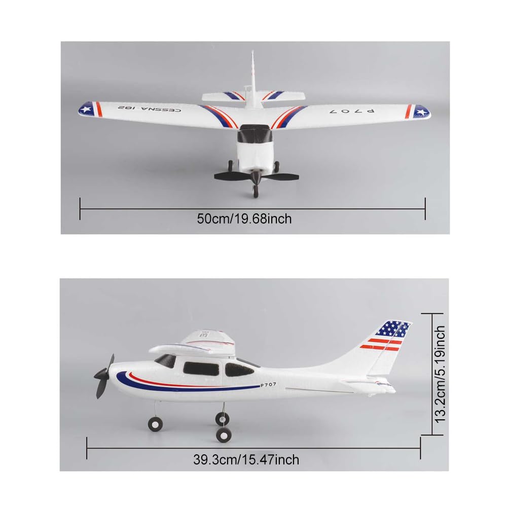 Park10 Toys P707 RC Airplane for Adults 3CH 3D6G Fixed Wing RTF Remote Control Plane with 2 Batteries 720 Motor Outdoor RC Plane for Beginners (Light