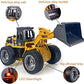 kkny Remote Control Bulldozer Toy Truck, 1/18 Scale RC Metal Rc Front Loader 4WD Construction Vehicles for Boys Girls Kids with Rechargeable Two
