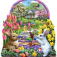 Bits and Pieces 300 Piece Puzzles for Adults, Easter Basket Bunnies 300 Large Pieces 20" x 21" Jigsaw Puzzles - Easter Egg Hunt - Random Die Cut