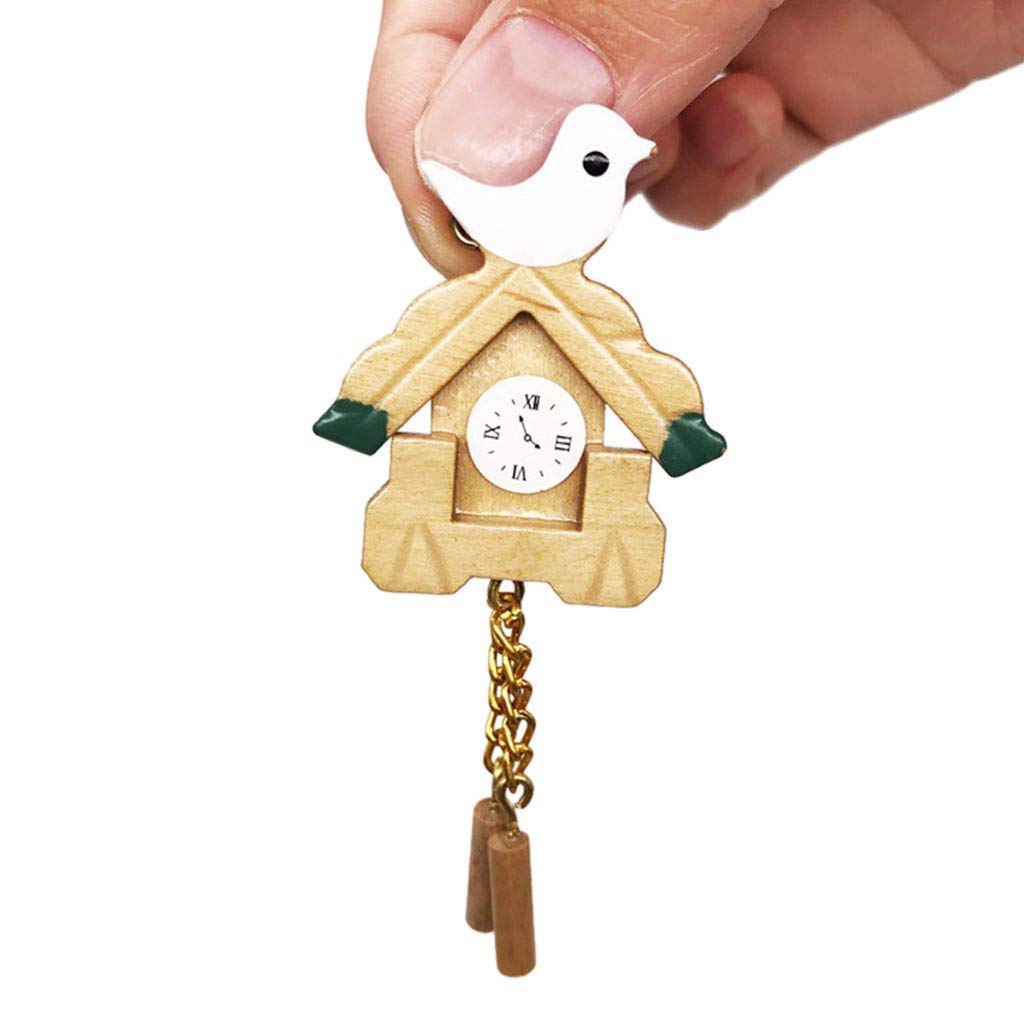 SXFSE Dollhouse Decoration Accessories,Exquisite Bird Wall Clock Miniature for 1/12 Dollhouse Living Room Decoration