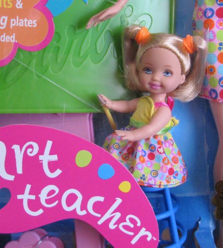 ART TEACHER Barbie & Kelly Doll I Can Be... Career Series w Desk, Rubbing Plates & MORE! (2002)