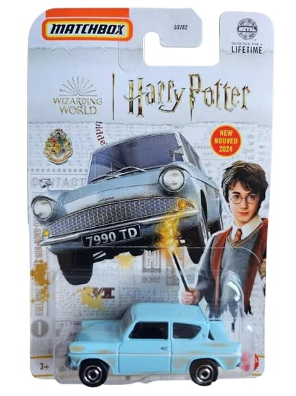 Matchbox Wizarding World 1962 Ford Anglia 1:64 Die-Cast Car, Blue, 7"L x 5"W x 2"H, Limited Edition 42/100, Collectible, Display-Worthy, For Fans