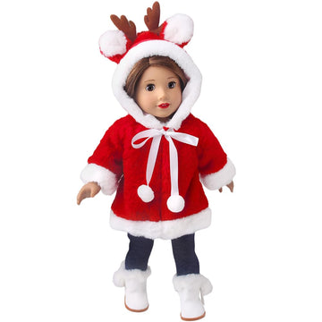1pcs 18 Inch American Doll Clothes Christmas Outfit and Accessory Playset - for 18 Inch Dolls (Doll Not Included) (Red)