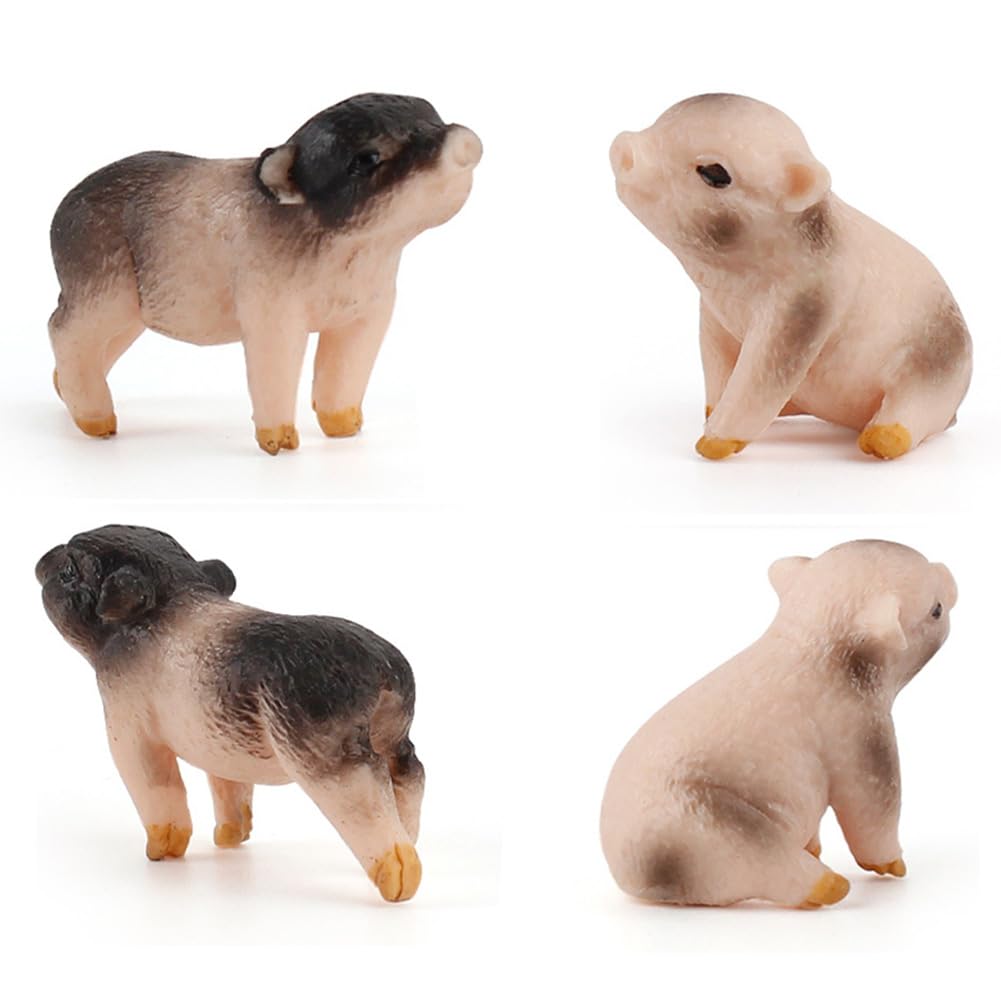DOYIFUN 4 Pcs Realistic Farm Pig Animals Model Figure Toy Set,Barn Farm Pig Figurines Collection Playset with Farm Keepers, Preschool Science