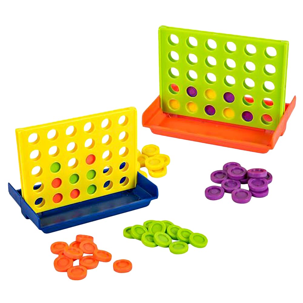Gamie 4 in a Row Game - (Set of 4) - Line Up Four Pegs in a Row Games with Foldable Board and 30 Pieces Each, Classic Four in a Row and Family Fun