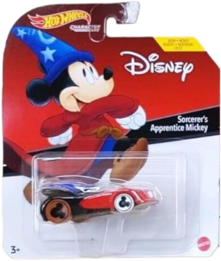 Hot Wheels Disney Character Cars Collection, Bundle of 4, Minnie Mouse, Sorcerer's Apprentice Mickey, Daisy Duck, Donald Duck, Ages 3+ HDL35-956C