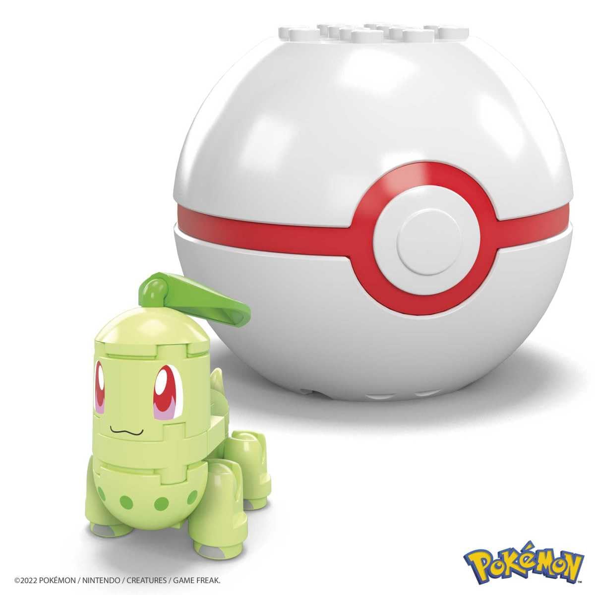 MEGA Pokemon Chikorita Building Set with 19 Compatible Bricks and Pieces and Poke Ball, Toy Gift Set for Ages 6 and up