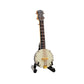 Dselvgvu Wooden Miniature Banjo with Stand and Case Mini Musical Instrument Banjo Replica Collectible Figurines Dollhouse Accessories Model Home