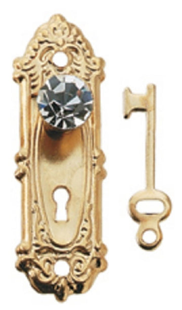 Dollhouse Miniature Crystal Opryland Doorknob w/Plate & Key by Houseworks