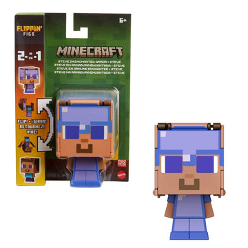 Mattel Minecraft Flippin’ Figs Figures with 2-in-1 Fidget Play, 3.75-inch Scale Toy with Large Head & Pixelated Design