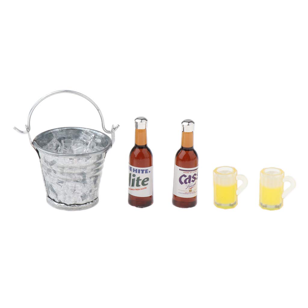 AMLESO 1:12 Dollhouse Ice Bucket Wine Bottle Model Pub Decor