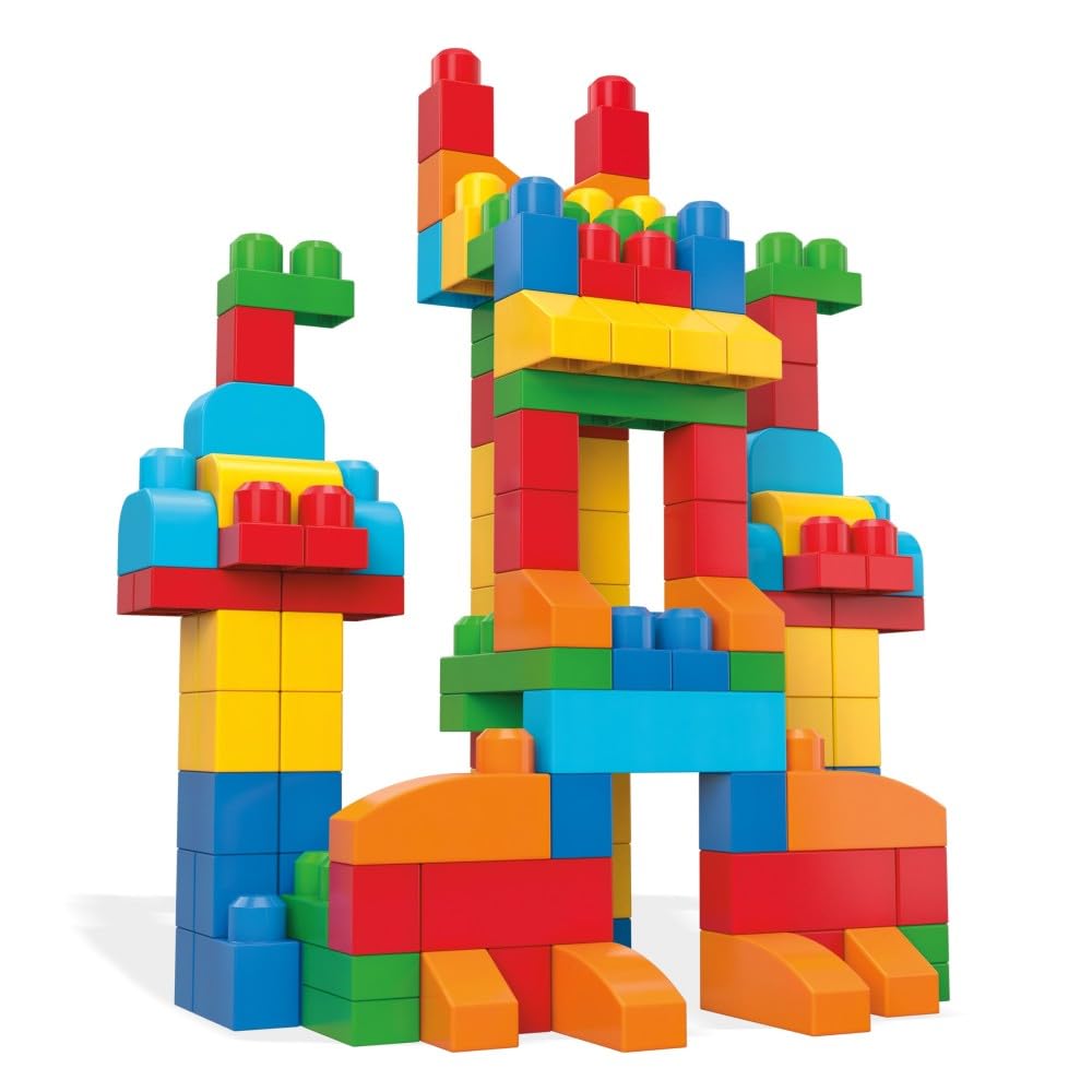 MEGA BLOKS First Builders Deluxe Building Bag Toddler Block Toys Set, Red