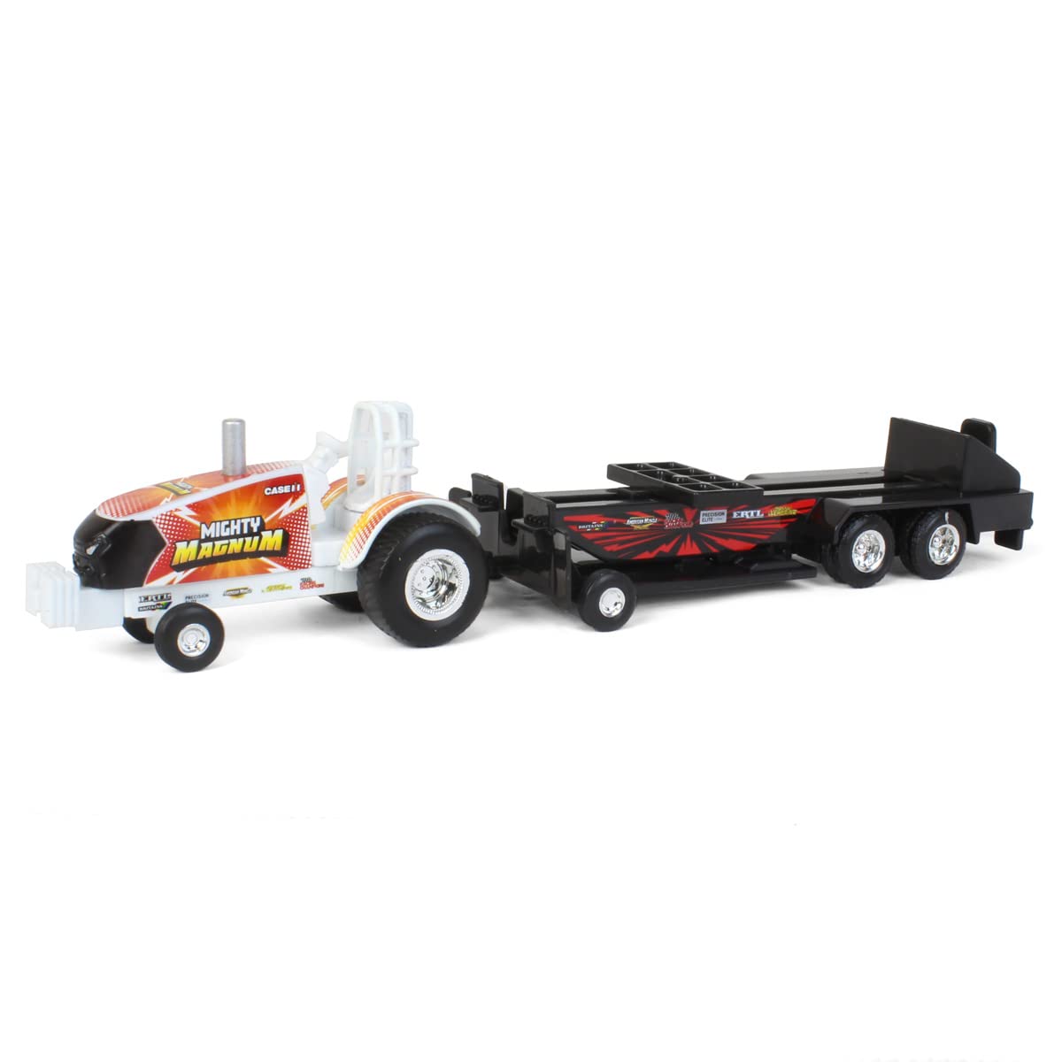 Outback Toys Set of 4 1/64 Case IH & New Holland Pulling Tractors with Pulling Sleds 37900-SET