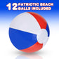 ArtCreativity 12 Pack 8" Patriotic Beach Balls for Kids, Inflatable Summer Toys for Boys and Girls, Red White and Blue Balls, July 4th Pool Party