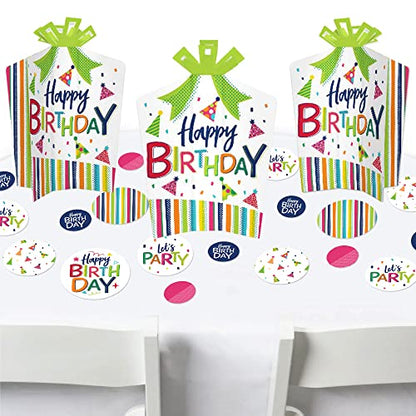 Big Dot of Happiness Cheerful Happy Birthday - Colorful Birthday Party Decor and Confetti - Terrific Table Centerpiece Kit - Set of 30
