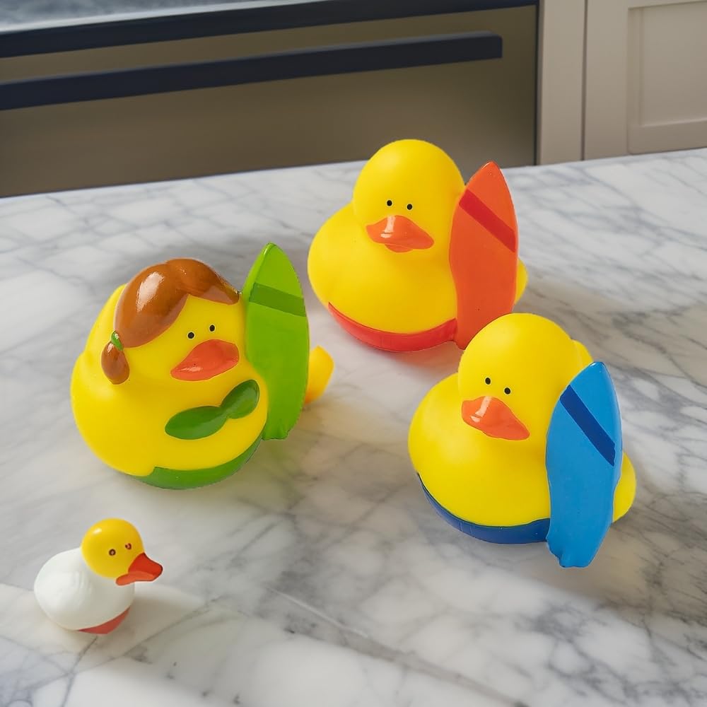 Fun Express - Surfing Rubber Ducks - Toys - Character Toys - Rubber Duckies - 12 Pieces