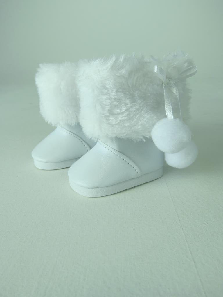 American Fashion World White Boots with Removable Faux Fur for 18-Inch Dolls | Premium Quality & Trendy Design | Dolls Shoes | Shoe Fashion for Dolls