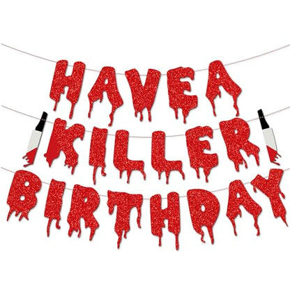 Have a Killer Birthday Party Banner, Halloween Horror Birthday Party Decorations, Halloween Bloody Horror Movie Birth day Party Decorations, Zombie