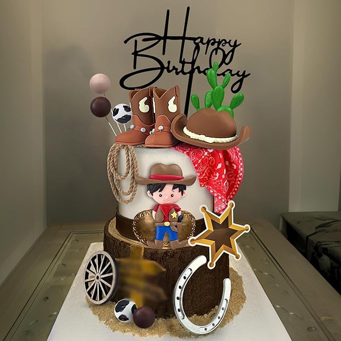 Cowboy Cake Decorations Cowboy Hat and Boot Cake Toppers Western Cowboy Cowgirl Birthday Baby Shower for Western Theme Party Favors Supplies