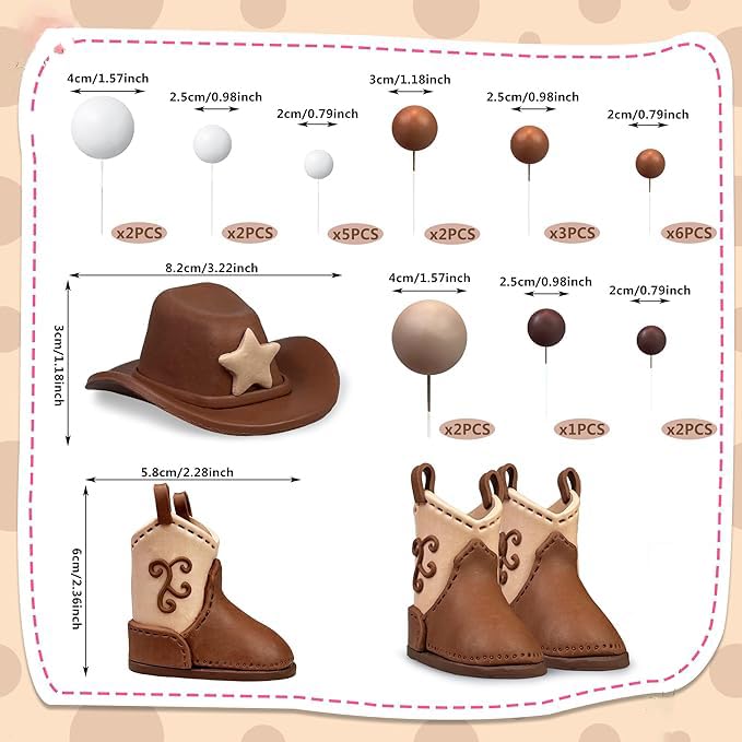 28PCS Cowboy Hat and Boot Cake Toppers Western Theme Decorations