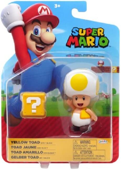 World of Nintendo Super Mario 4" Action Figure + Accessory - Yellow Toad + Question Mark